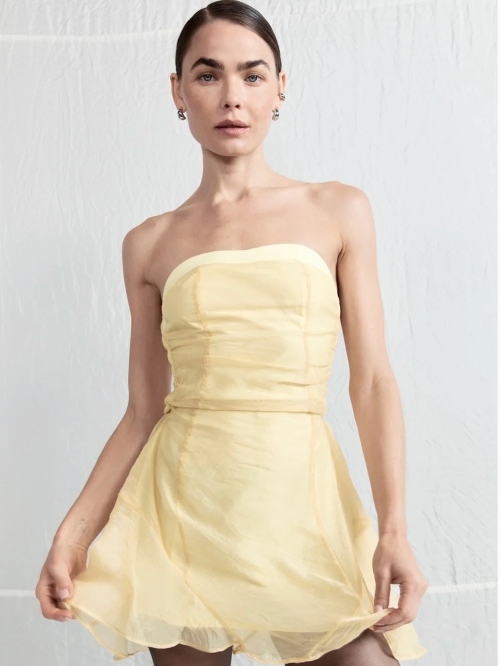 Lena Strapless Yellow Mini Dress